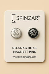 Rose Flower White-Black Hijab Magnet Pins