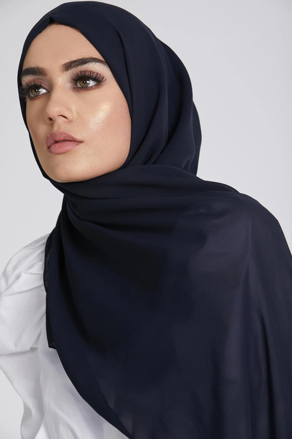 Plain Georgette - Navy Blue