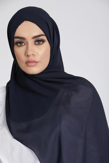 Plain Georgette - Navy Blue