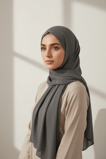 Georgette Hijab - Charcoal Grey