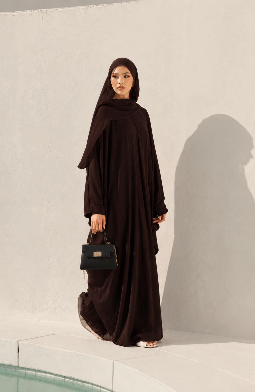 Mocha Veil Abaya with Matching Hijab