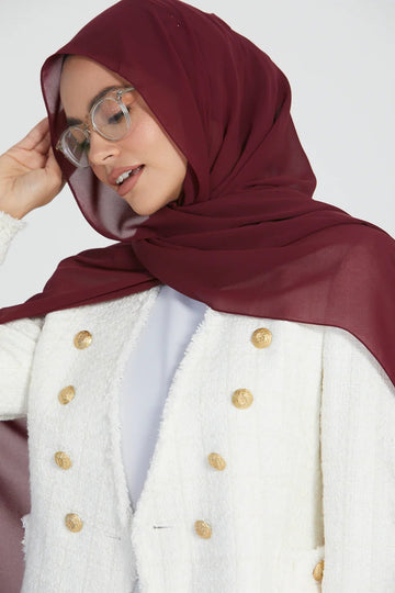 Georgette Hijab - Deep Maroon