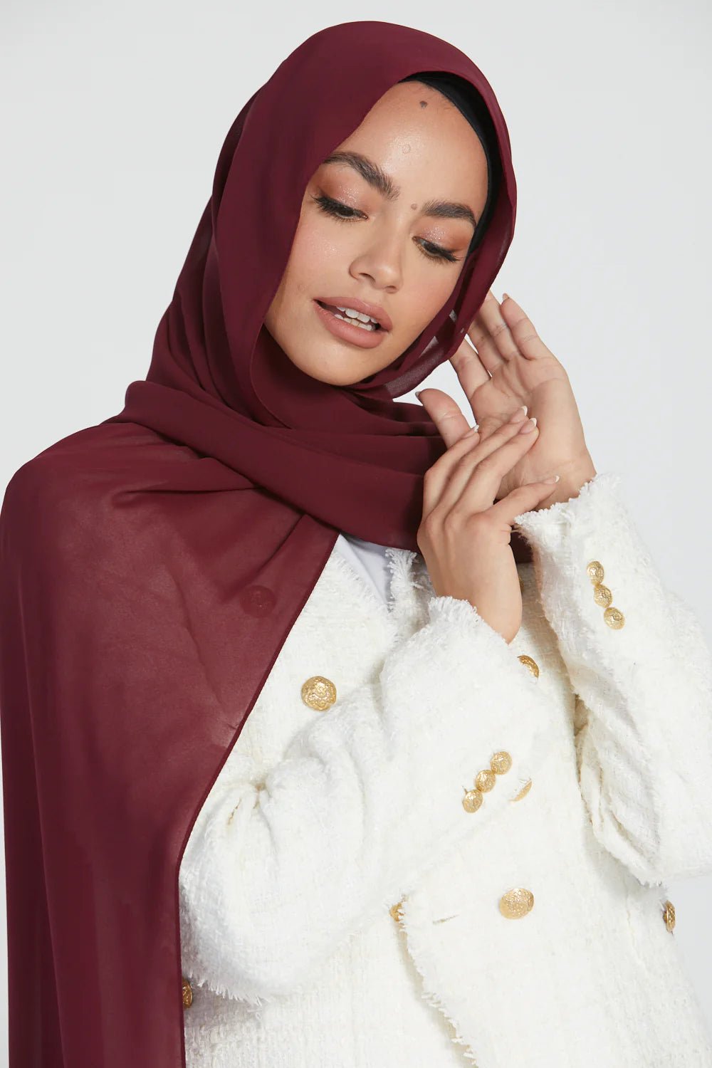 Georgette Hijab - Deep Maroon