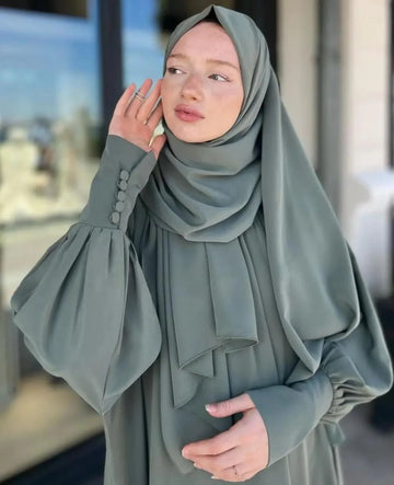 Sage Serenity Abaya with Hijab
