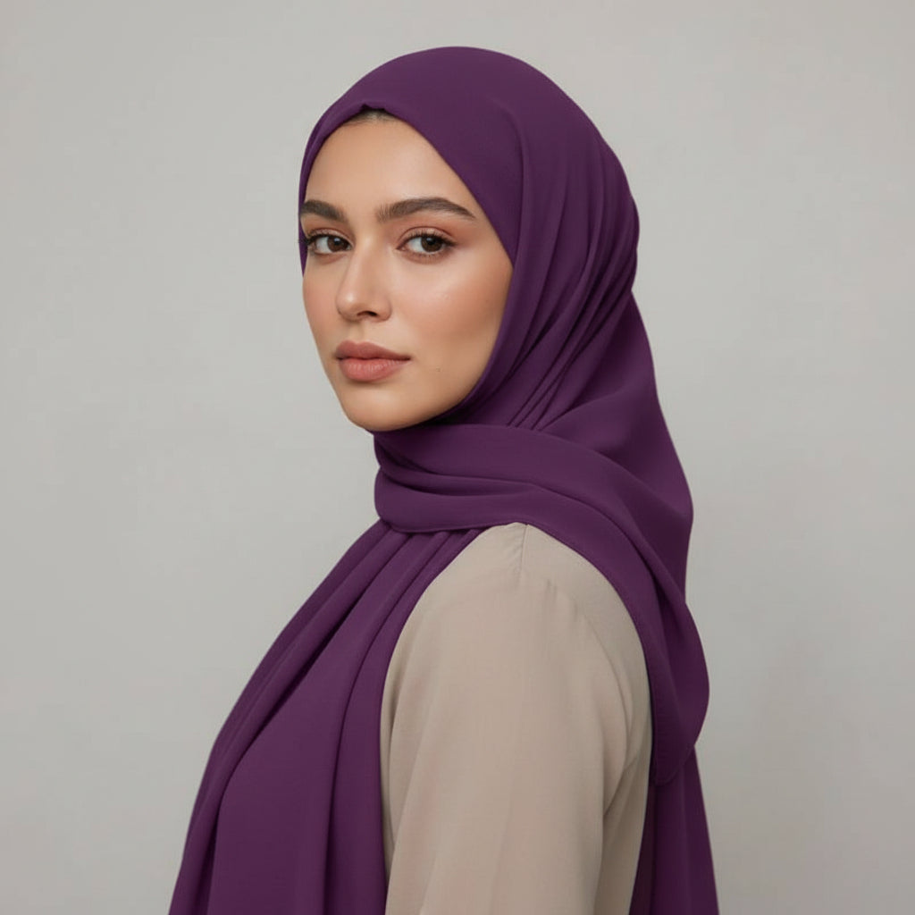Georgette Hijab - Eggplant