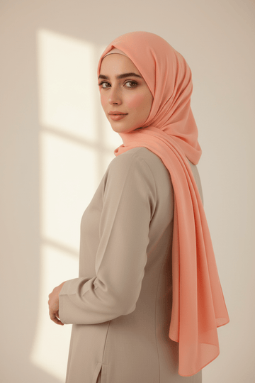 Georgette Hijab - Peach Pacific